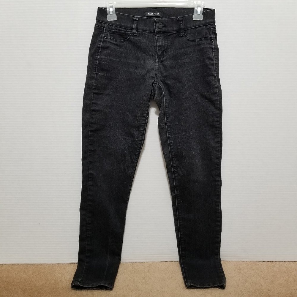 WHBM jeans XS Noir Black Skinny Ankle denim straight fit low rise 570053924